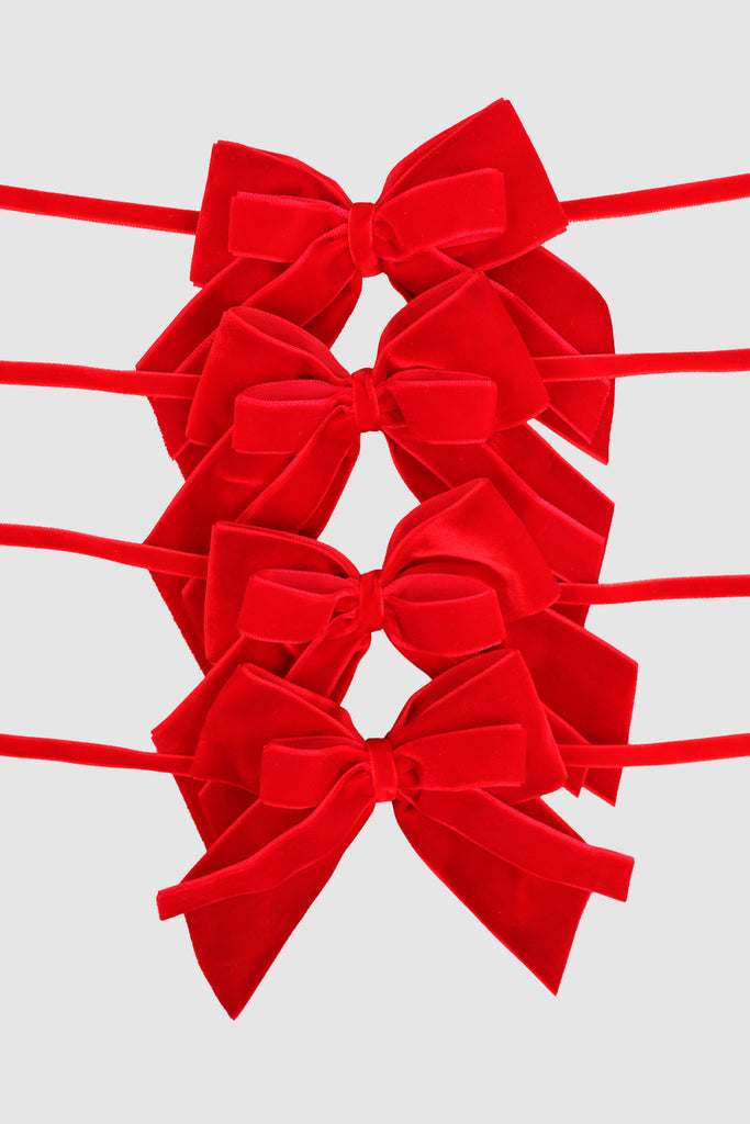 double velvet bows christmas bright red