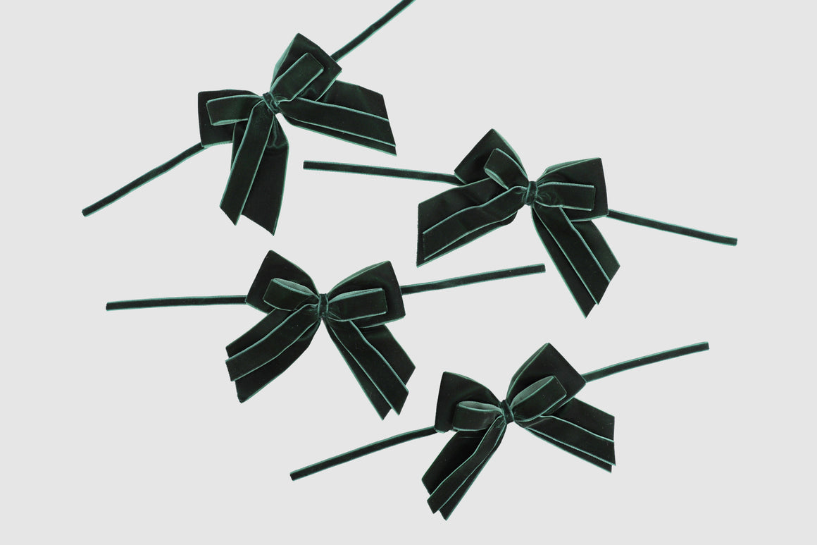 double velvet bows christmas forest green