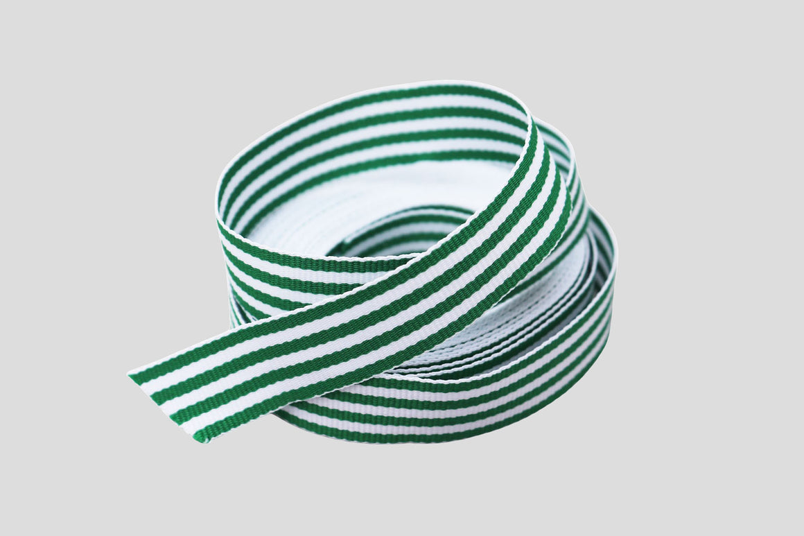 green and white stripe ribbon grosgrain