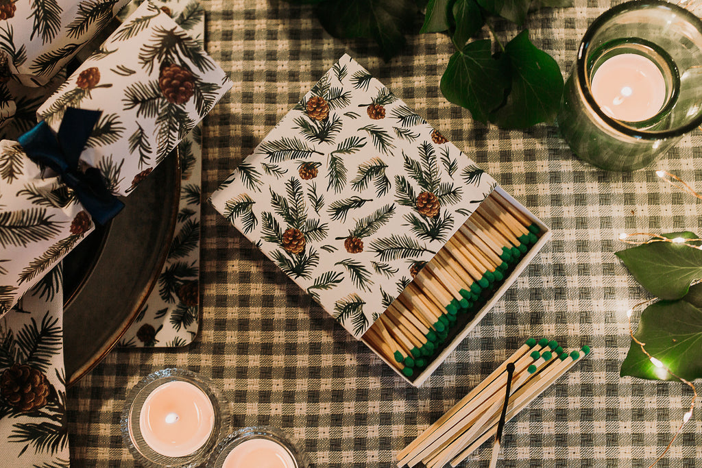 luxury long matches matchbox pinecone