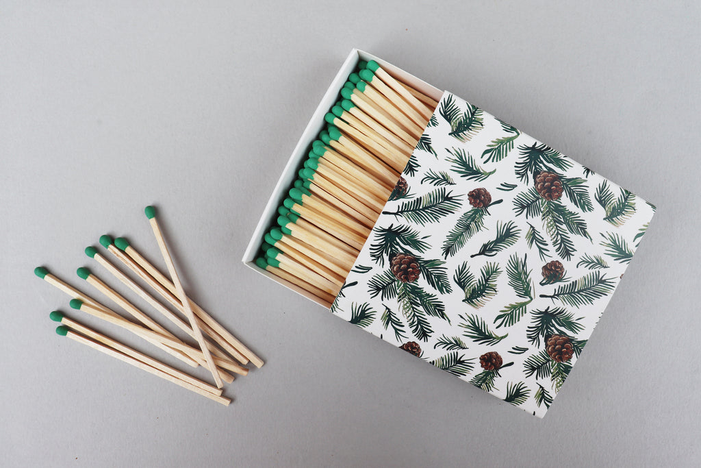 luxury long matches matchbox pinecone