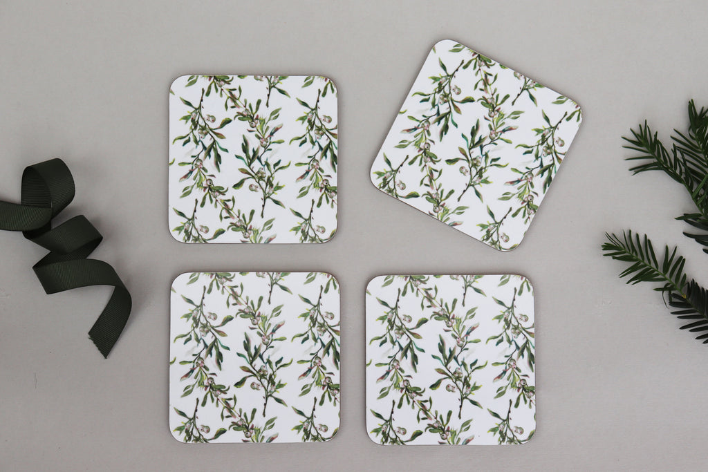 mistletoe Christmas luxury coasters