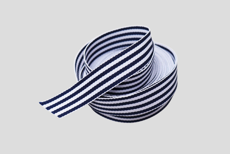 navy and white stripe grosgrain ribbon luxury christmas