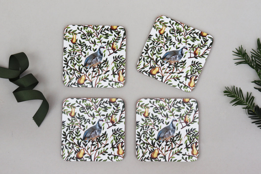 partridge in a pear tree coasters christmas luxury