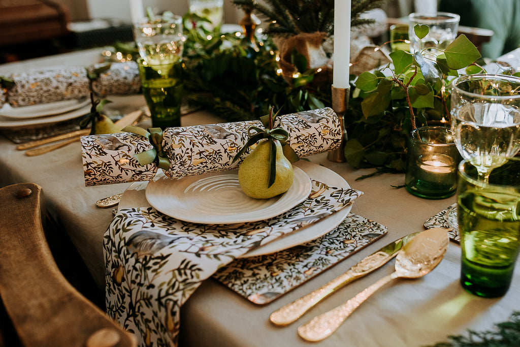 partridge in a pear tree placemat tablescape chrismas