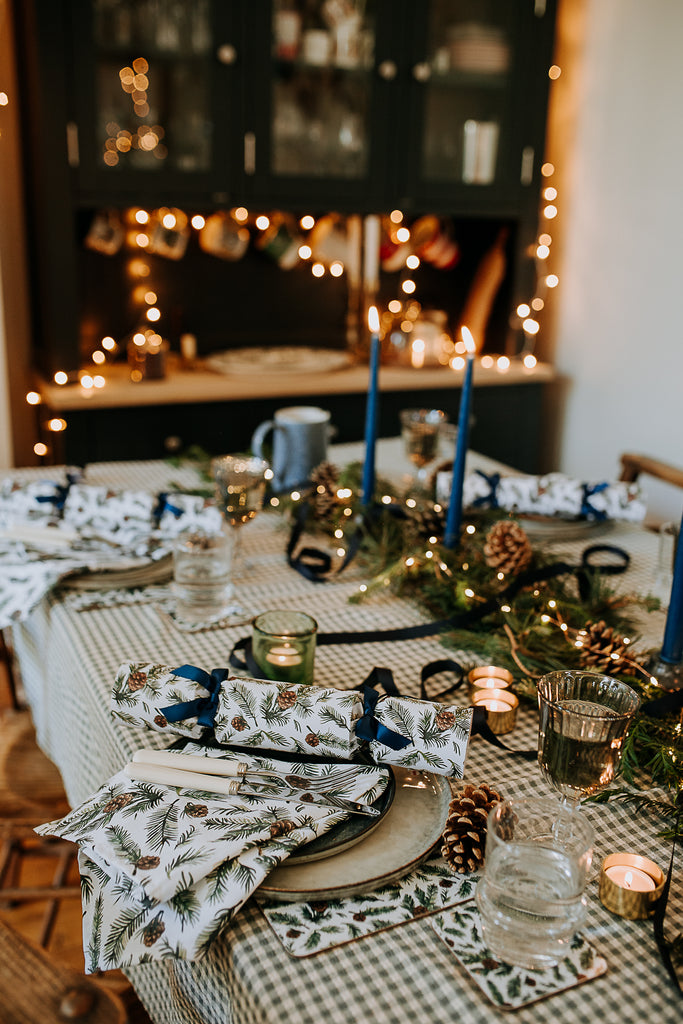 pine cone spruce luxury tablescape christmas