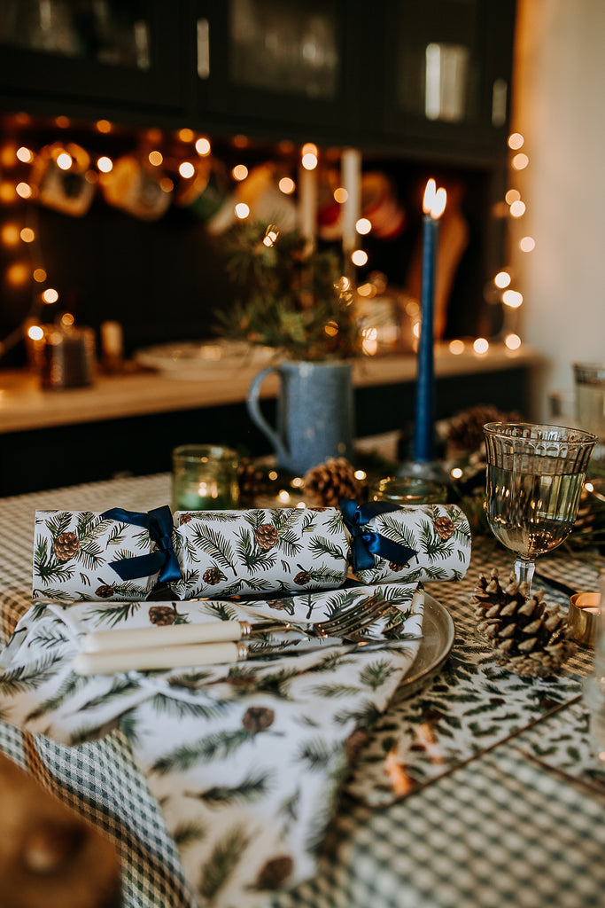 pine cone spruce luxury tablescape christmas