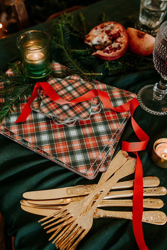 tartan christmas red luxury placemat