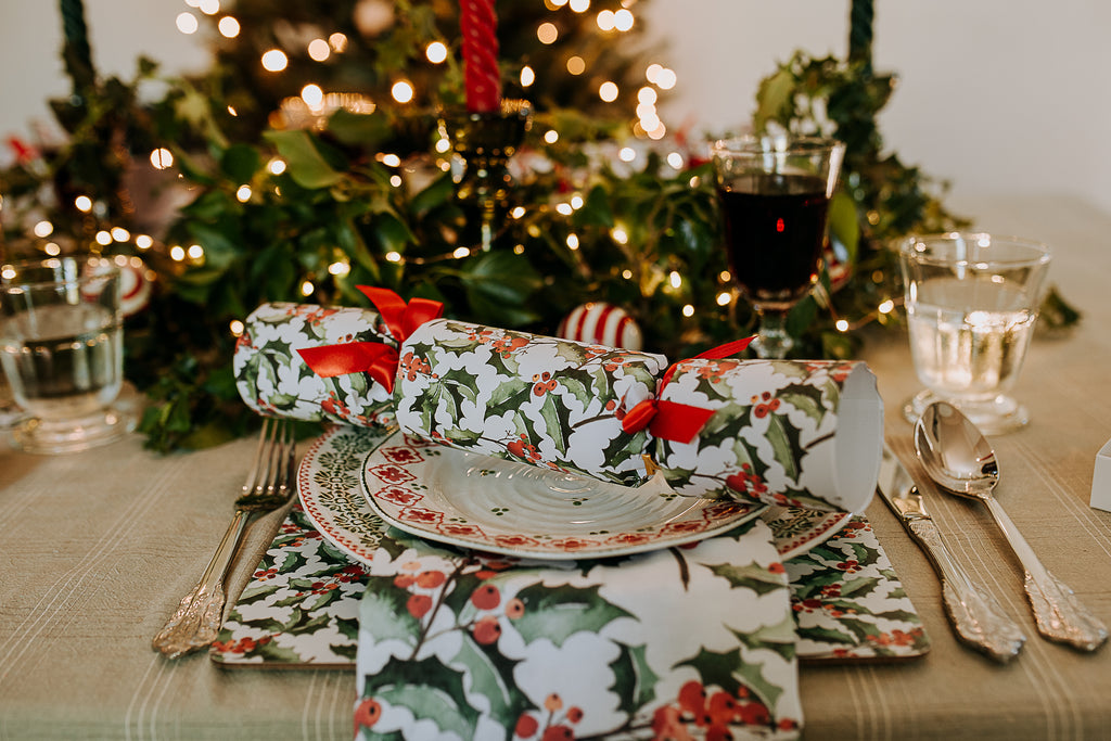 green holly luxury tablescape christmas