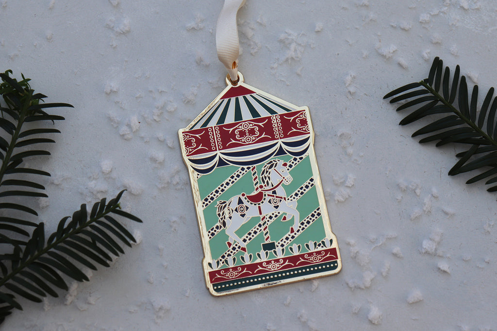 horse carousel christmas tree decoration enamel 