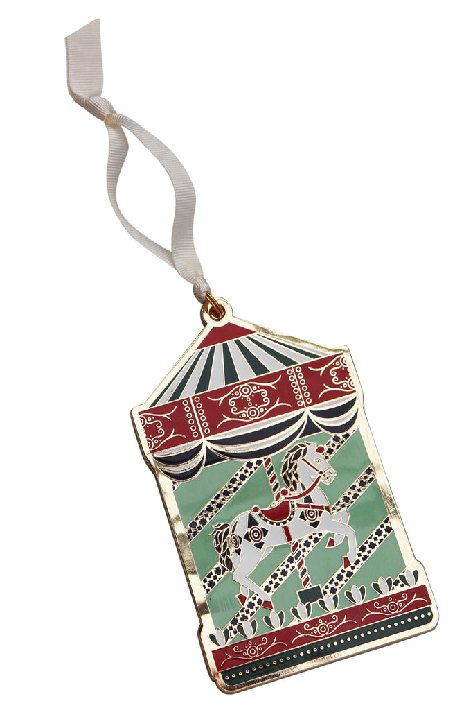 horse carousel christmas tree decoration enamel 