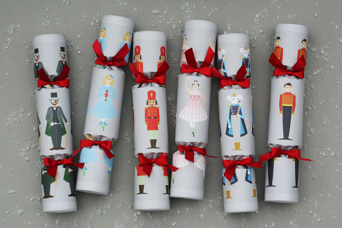 nutcracker luxury christmas crackers nancy & betty studio high end bespoke unusual red ribbon handmade british ballet fancy posh 