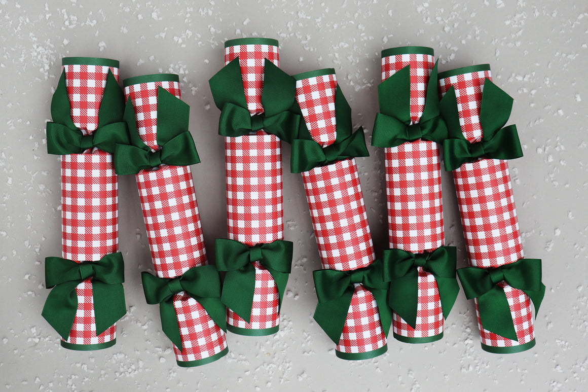 luxury christmas crackers handmade in uk gingham